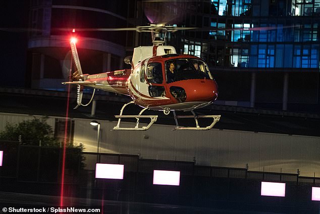 Stunning: Keeping the cold at bay, she wrapped up in a fashionable leather bomber jacket and wore black boots, while carrying a black bag